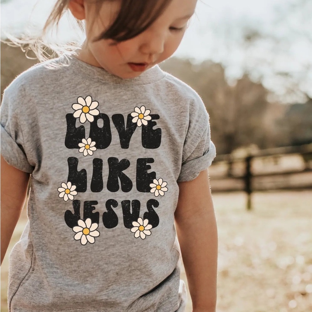 Gray Kids Shirt with 'Love Like Jesus' Print